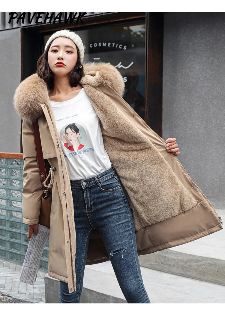 Women’s Hooded Winter Parka with Fur Trim