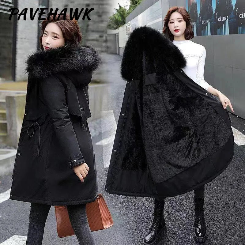 Women’s Hooded Winter Parka with Fur Trim