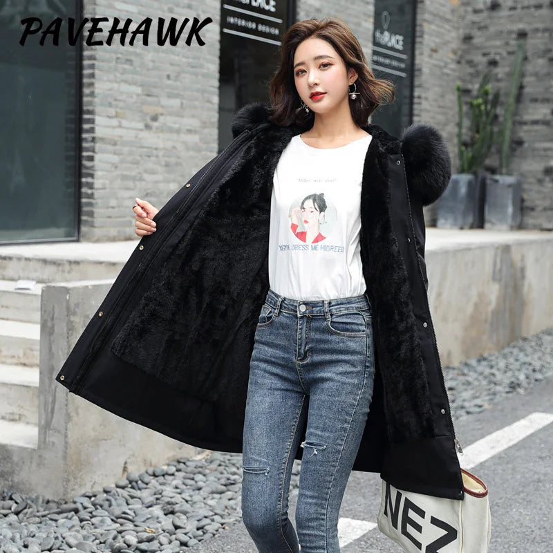 Women’s Fur-Trim Hooded Parka – Cozy Winter Street Style