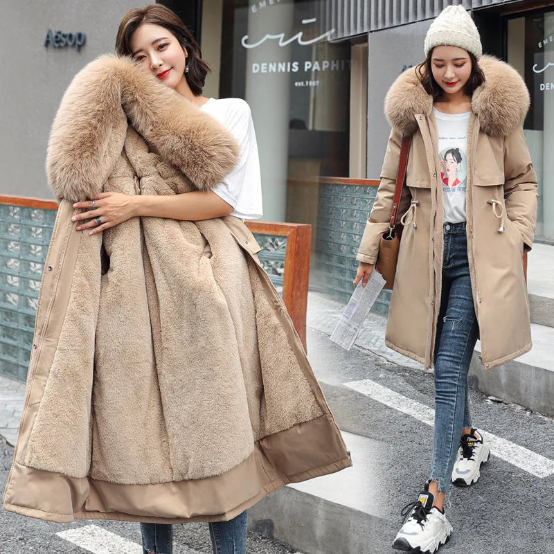 Women’s Hooded Winter Parka with Fur Trim