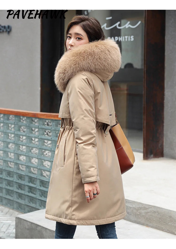 Women’s Hooded Winter Parka with Fur Trim