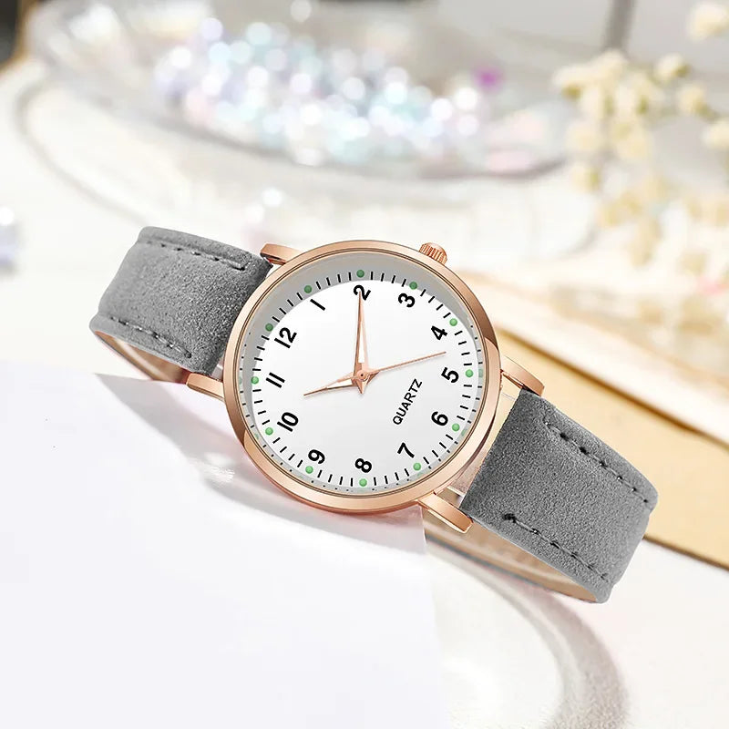 Women’s Luminous Leather Strap Watch