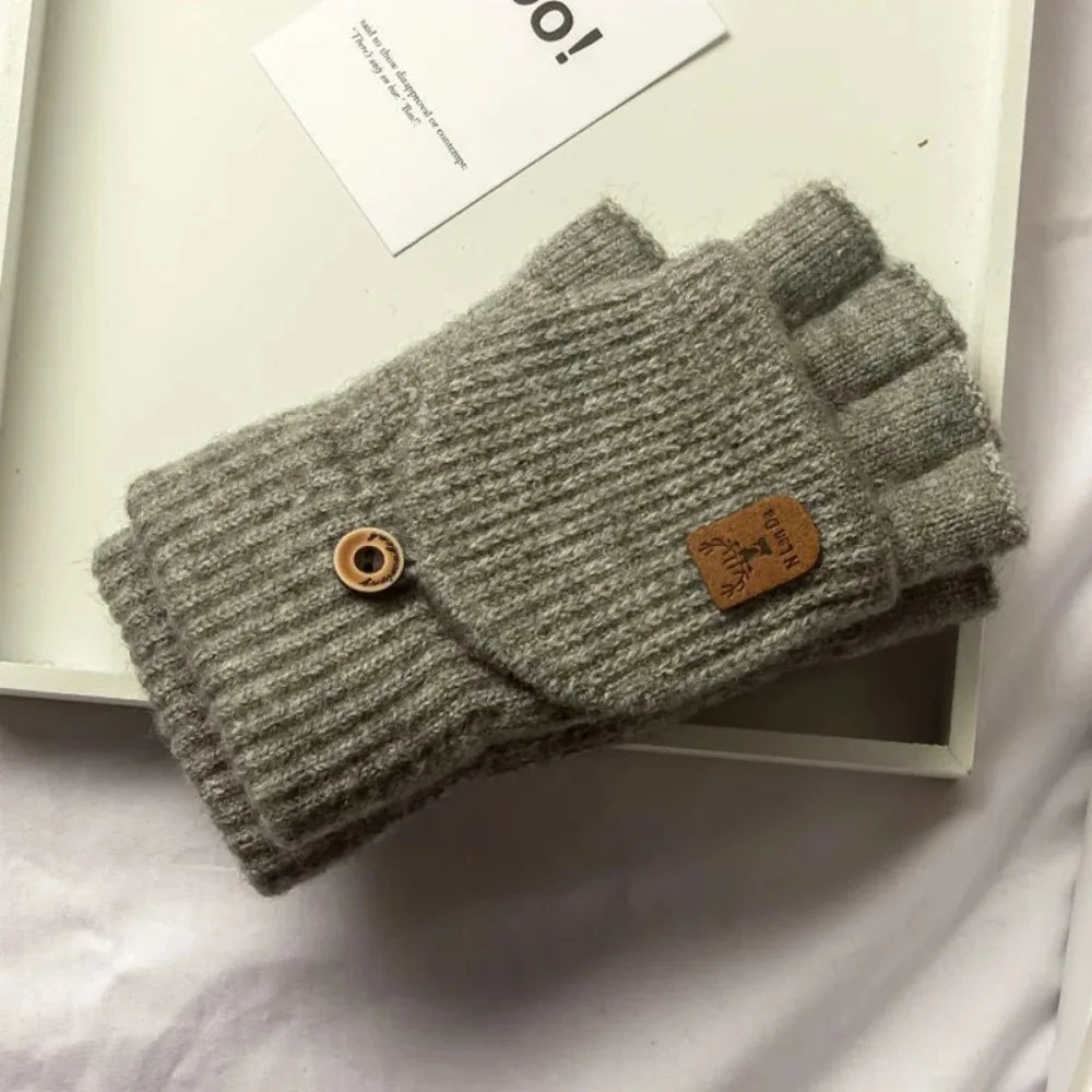 Knitted Fingerless Winter Gloves