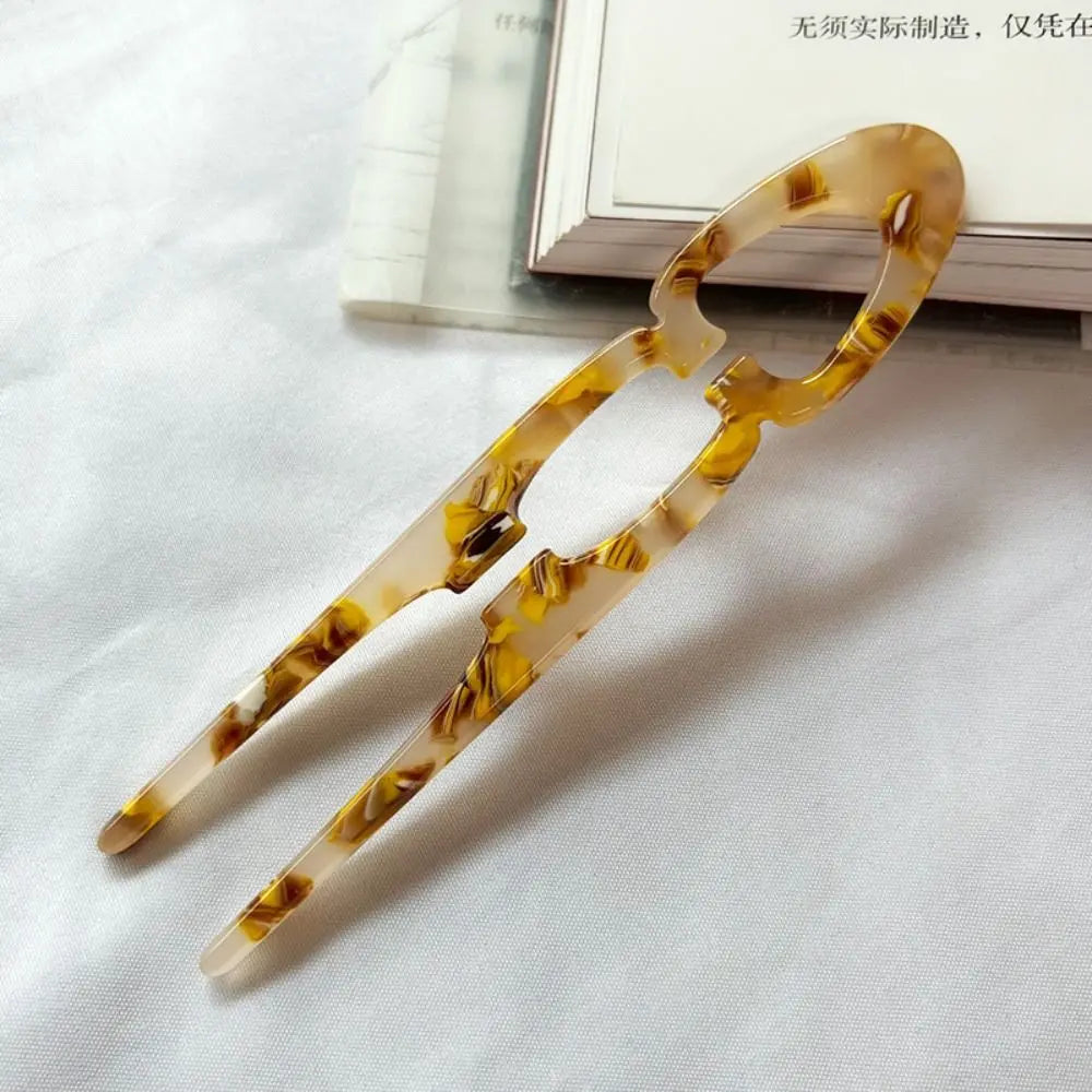 U-Shaped Acetate Hair Bun Clip