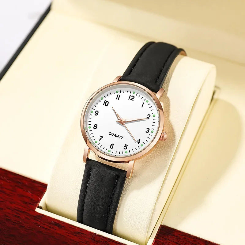 Women’s Luminous Leather Strap Watch