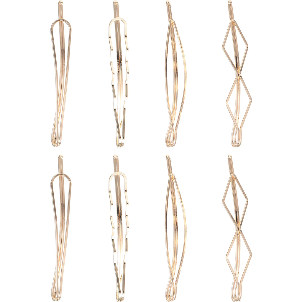 Geometric Metal Hairpin Set – 8 Pieces