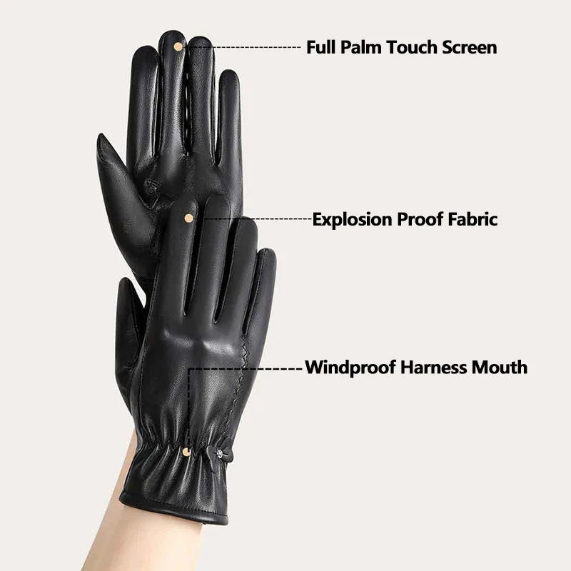 Women’s Genuine Leather Winter Gloves