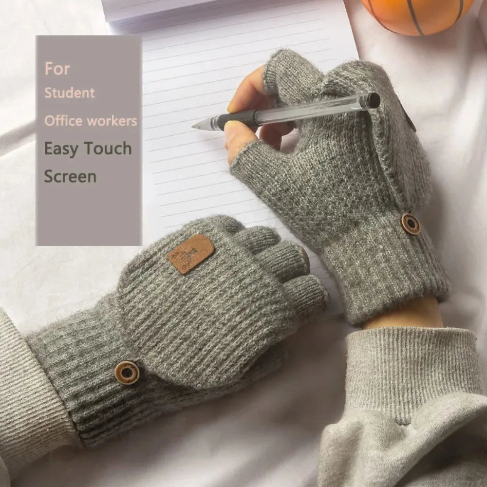Knitted Fingerless Winter Gloves