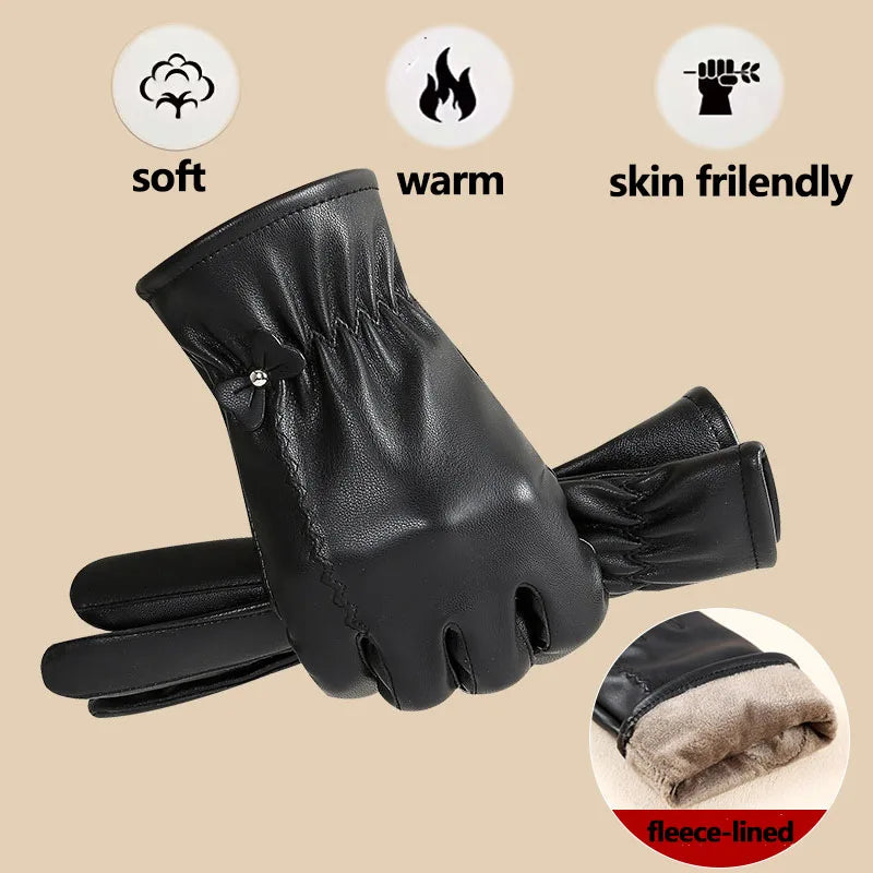 Women’s Genuine Leather Winter Gloves