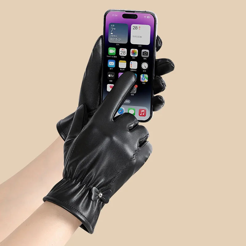 Women’s Genuine Leather Winter Gloves