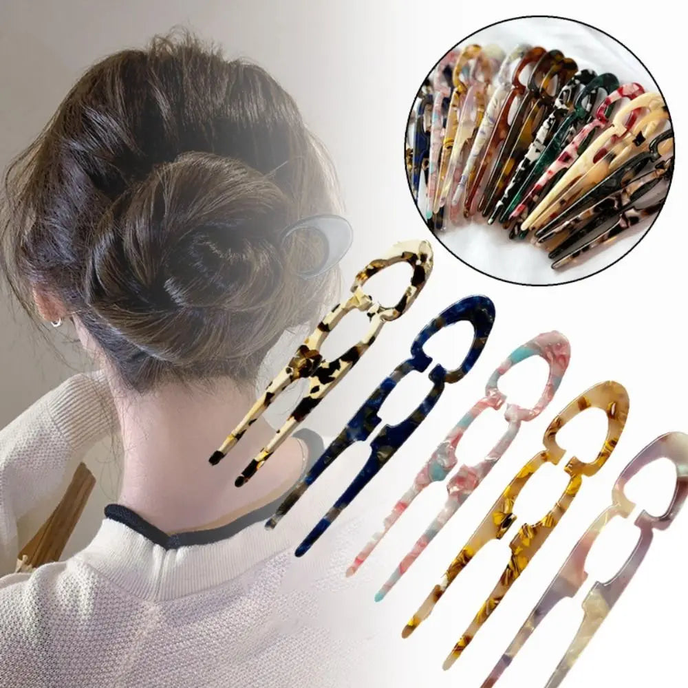 U-Shaped Acetate Hair Bun Clip
