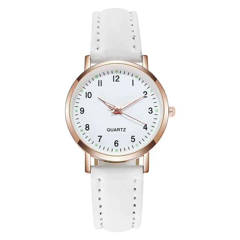 Women’s Luminous Leather Strap Watch