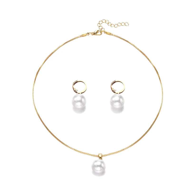 Round Pearl Jewellery Set – 2 Pieces