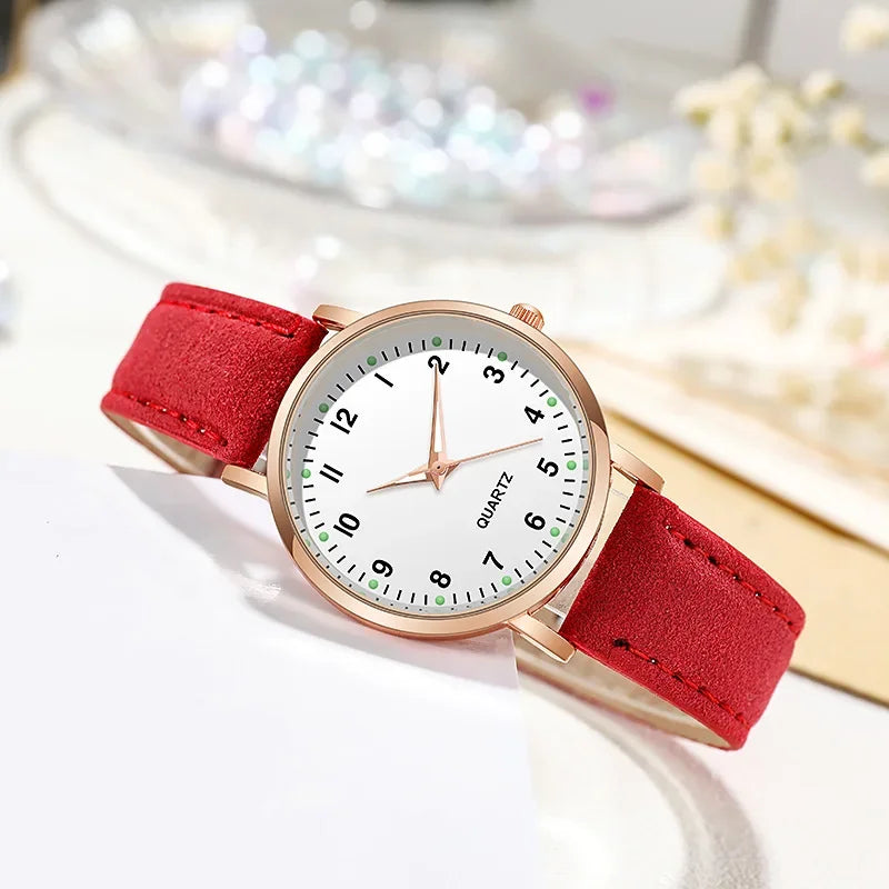 Women’s Luminous Leather Strap Watch