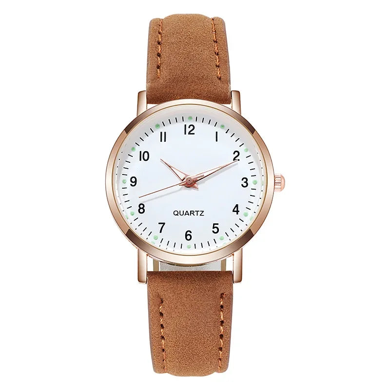 Women’s Luminous Leather Strap Watch