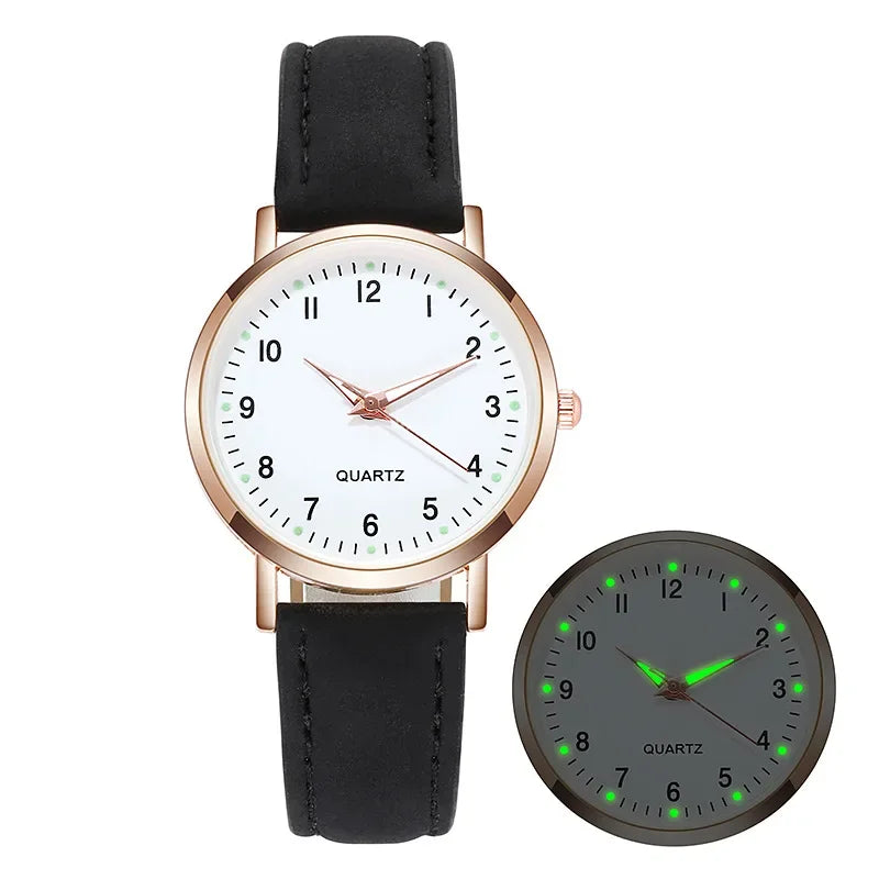 Women’s Luminous Leather Strap Watch