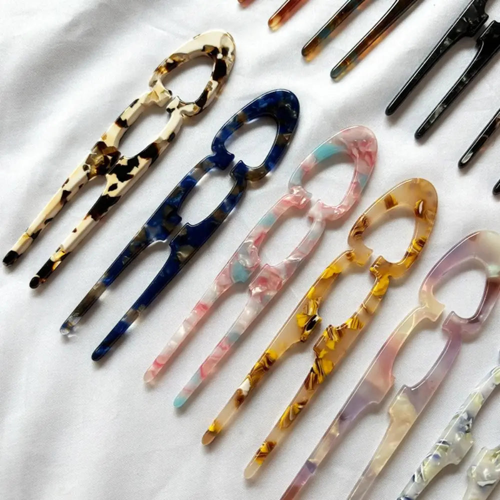 U-Shaped Acetate Hair Bun Clip