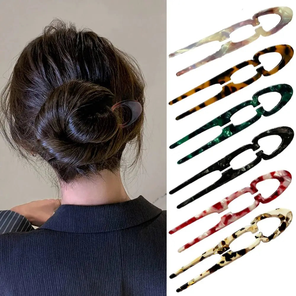U-Shaped Acetate Hair Bun Clip