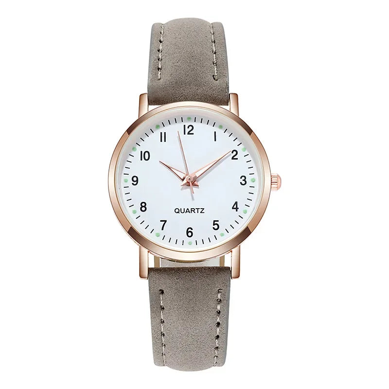 Women’s Luminous Leather Strap Watch