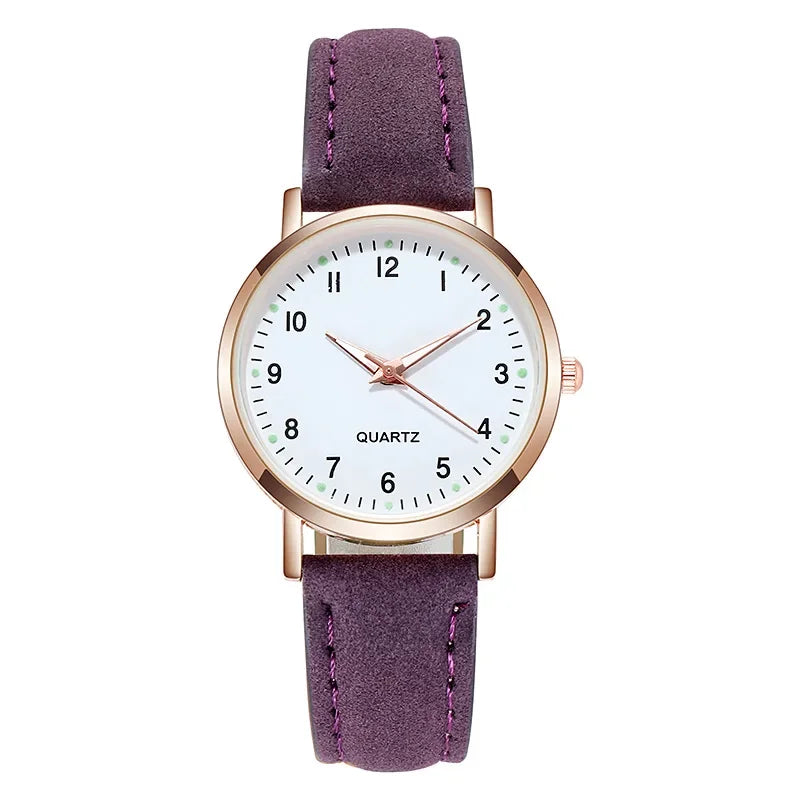 Women’s Luminous Leather Strap Watch